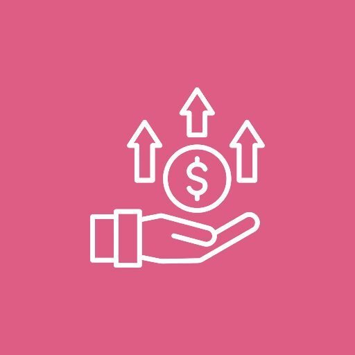 Hand holding dollar sign with upward arrows symbolizing financial growth.